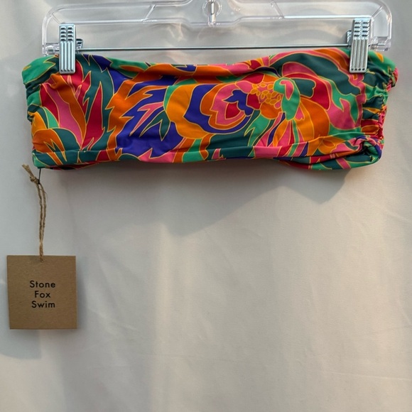 Stone Fox Lele Knotted Bandeau Bikini Swim Top Stained Glass - Picture 2 of 5